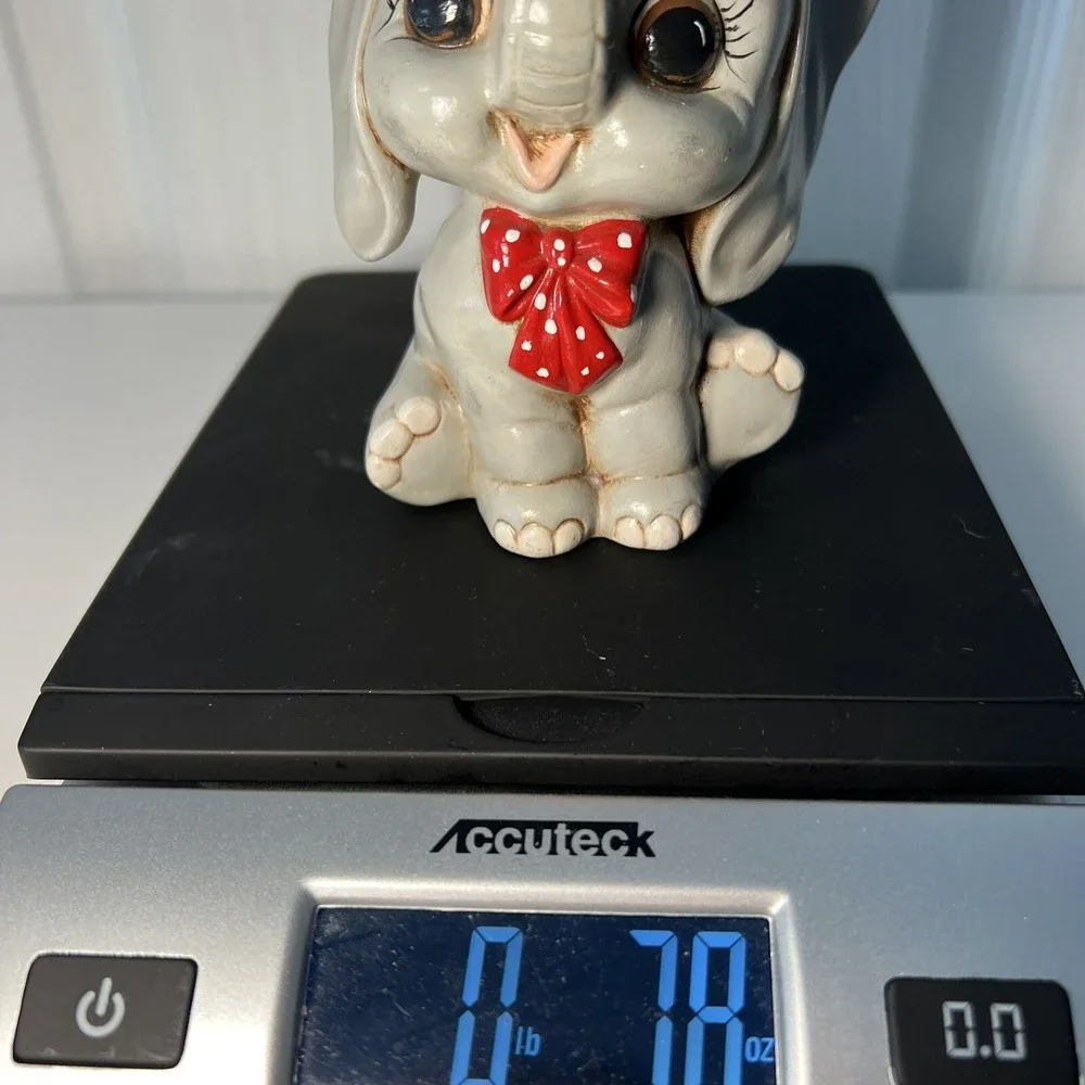 Baby‎ Elephant Piggy Bank Red Polka Dot Bow-Millis-Vintage